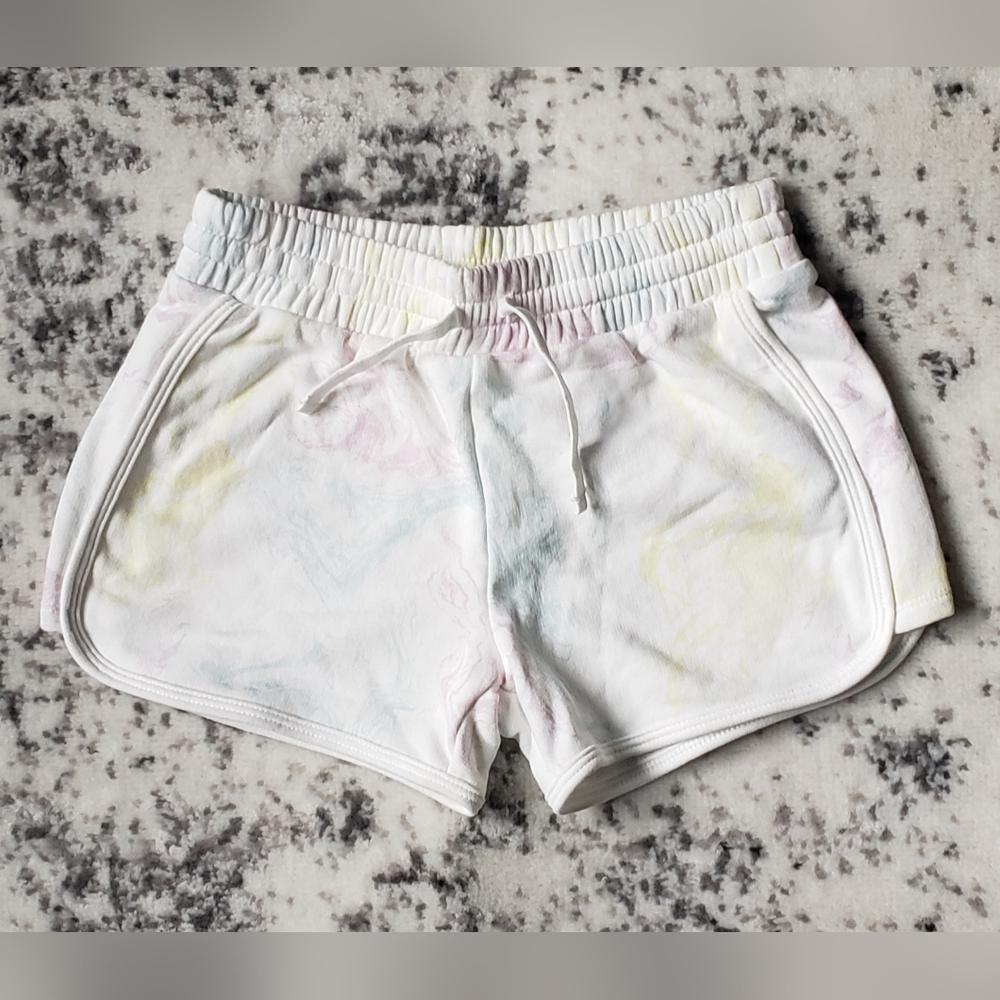 GAP Girls Pull On Jersey Shorts, White, Colorful Swirl Design, Size XXL 14/16